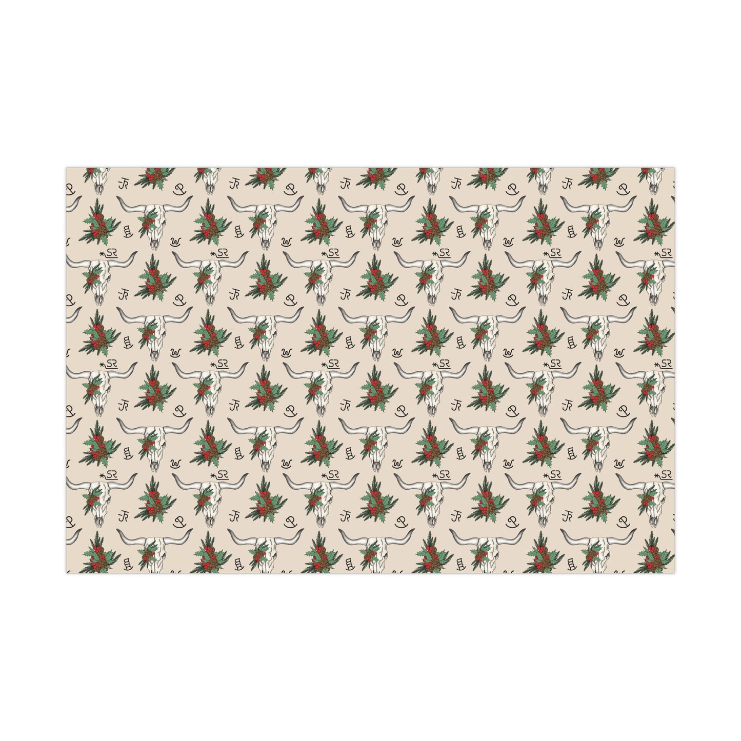Steer Head Christmas Wrapping Paper