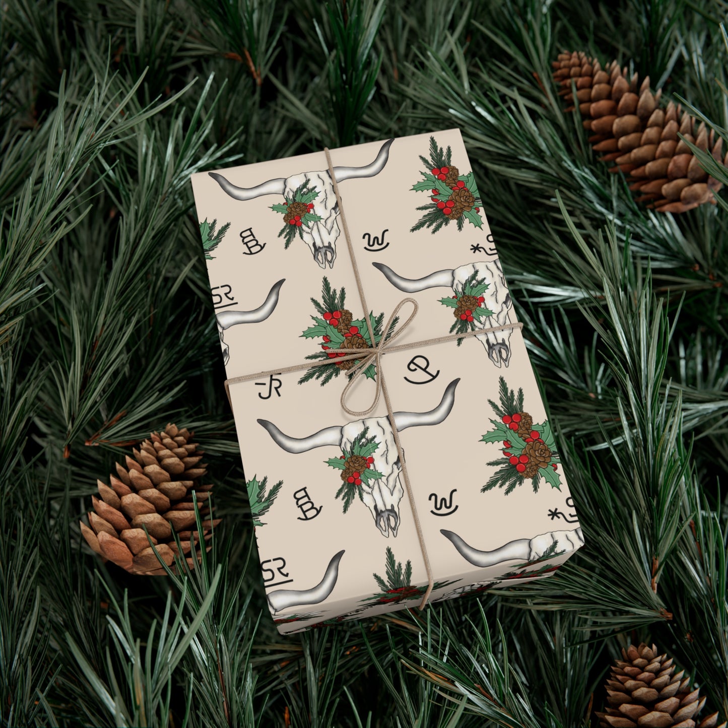 Steer Head Christmas Wrapping Paper