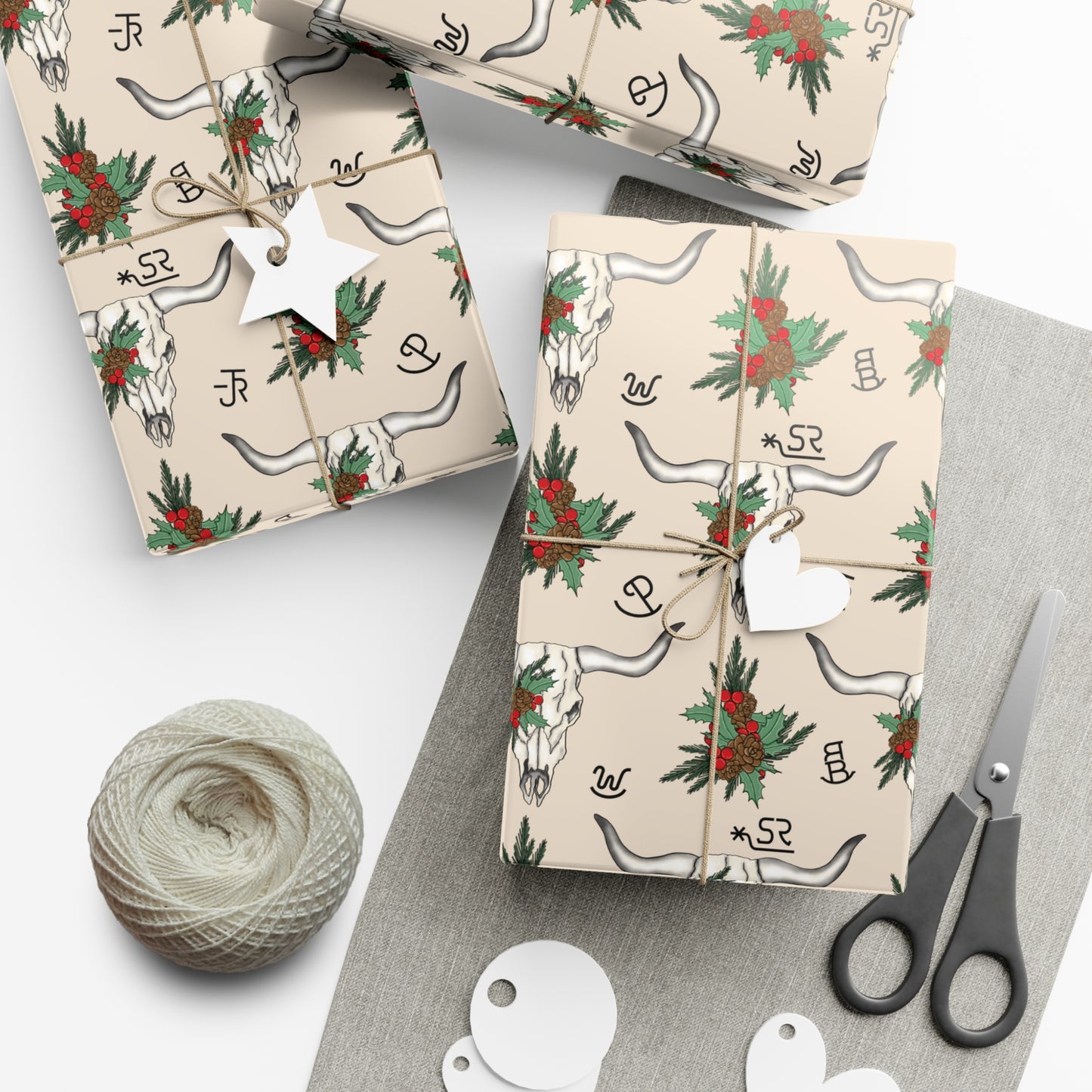 Steer Head Christmas Wrapping Paper