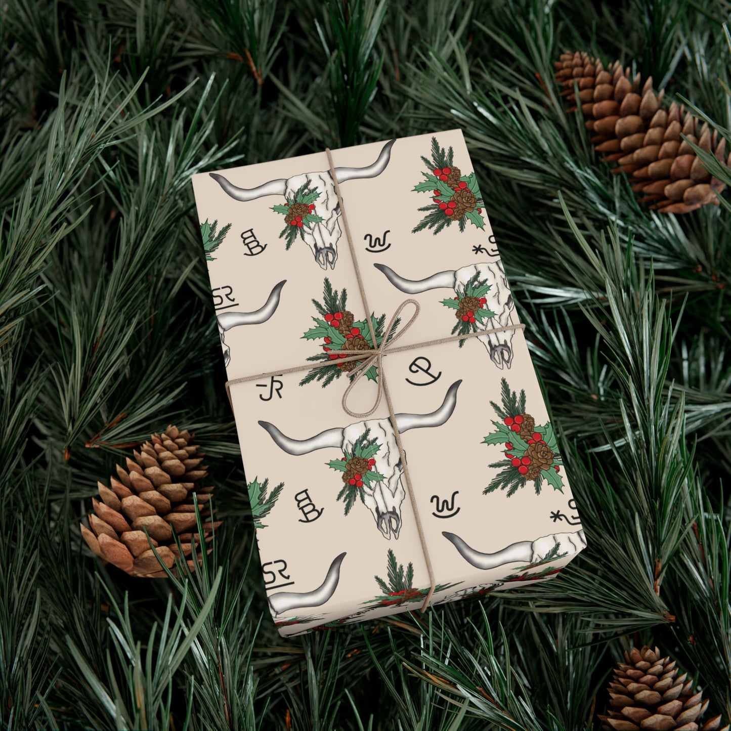 Steer Head Christmas Wrapping Paper