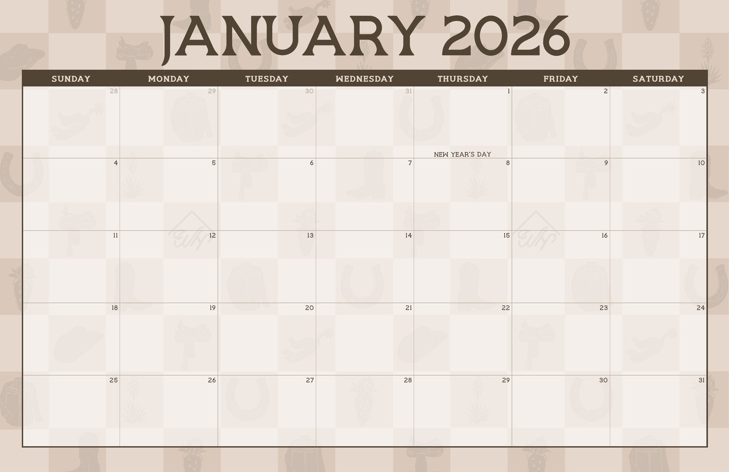 2026 Checked Out Calendar