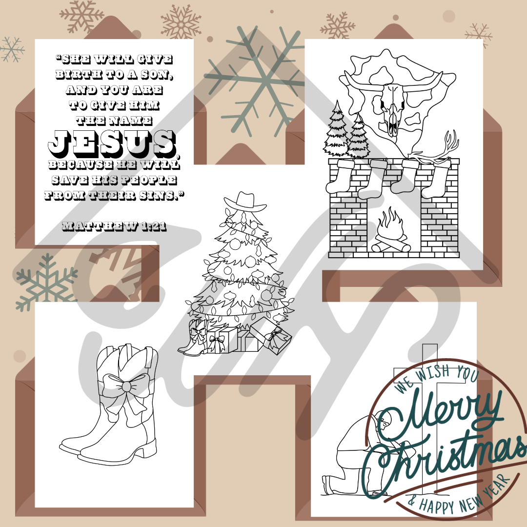 Kids Western Christmas Coloring Pages