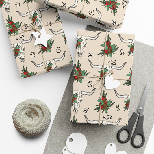 Steer Head Christmas Wrapping Paper