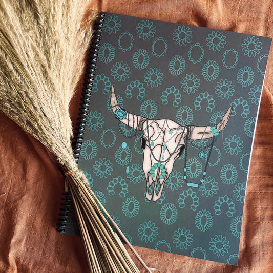 Ready To Ship Turquoise Skull Sketch Book
